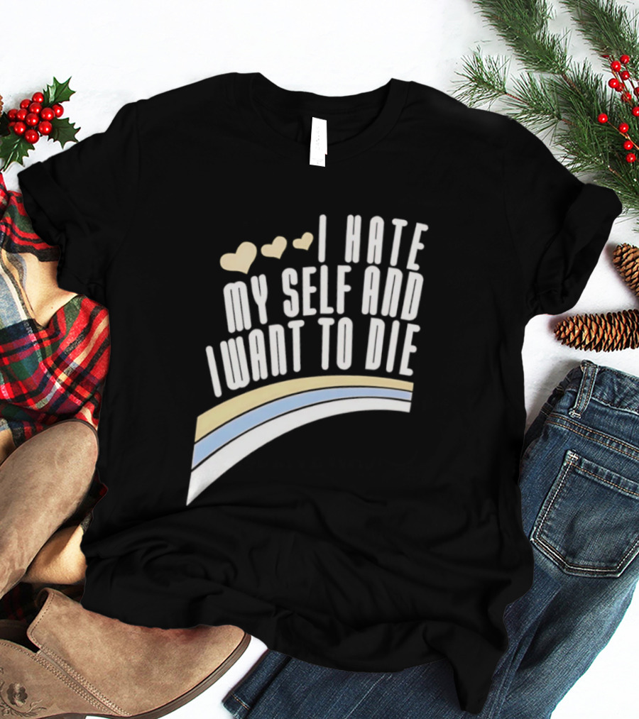 I Hate Myself And I Want To Die Nirvana Hearts Rainbow T-Shirt