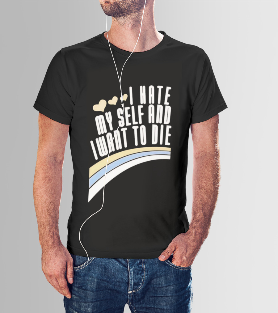 I Hate Myself And I Want To Die Nirvana Hearts Rainbow T-Shirt