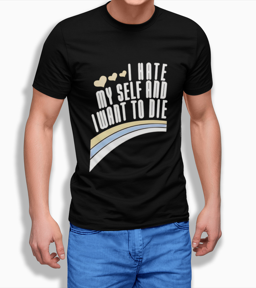 I Hate Myself And I Want To Die Nirvana Hearts Rainbow T-Shirt
