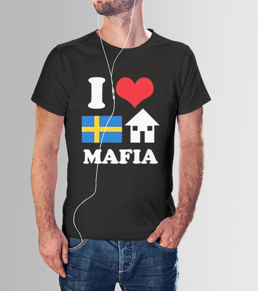 I Love Swedish Flag Heart House Mafia EDM Electronic Dance Music T-Shirt