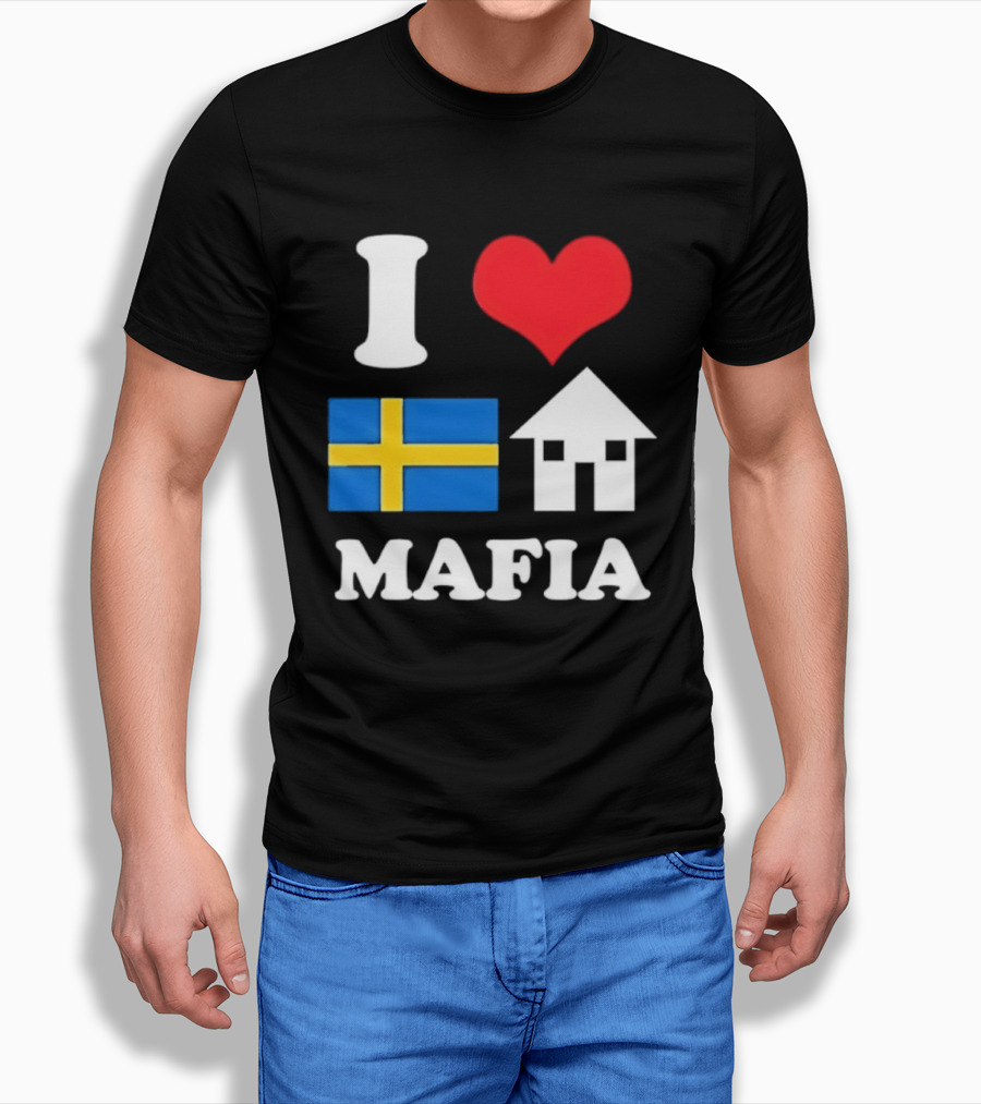 I Love Swedish Flag Heart House Mafia EDM Electronic Dance Music T-Shirt