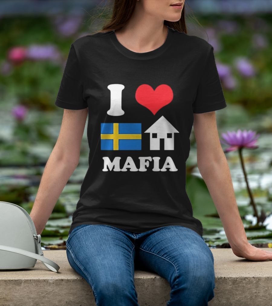 I Love Swedish Flag Heart House Mafia EDM Electronic Dance Music T-Shirt