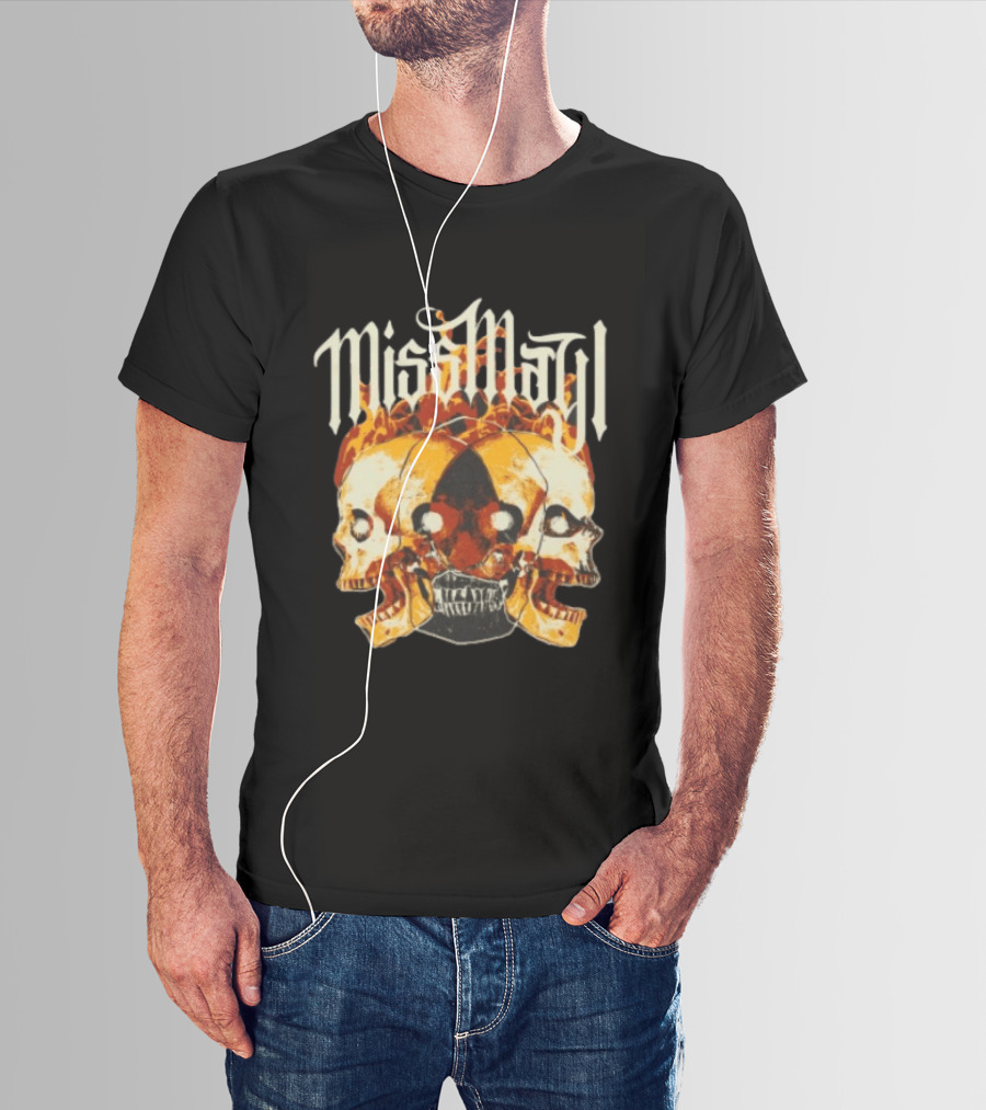 Miss May I Solid State Records Flaming Skulls Black T-Shirt