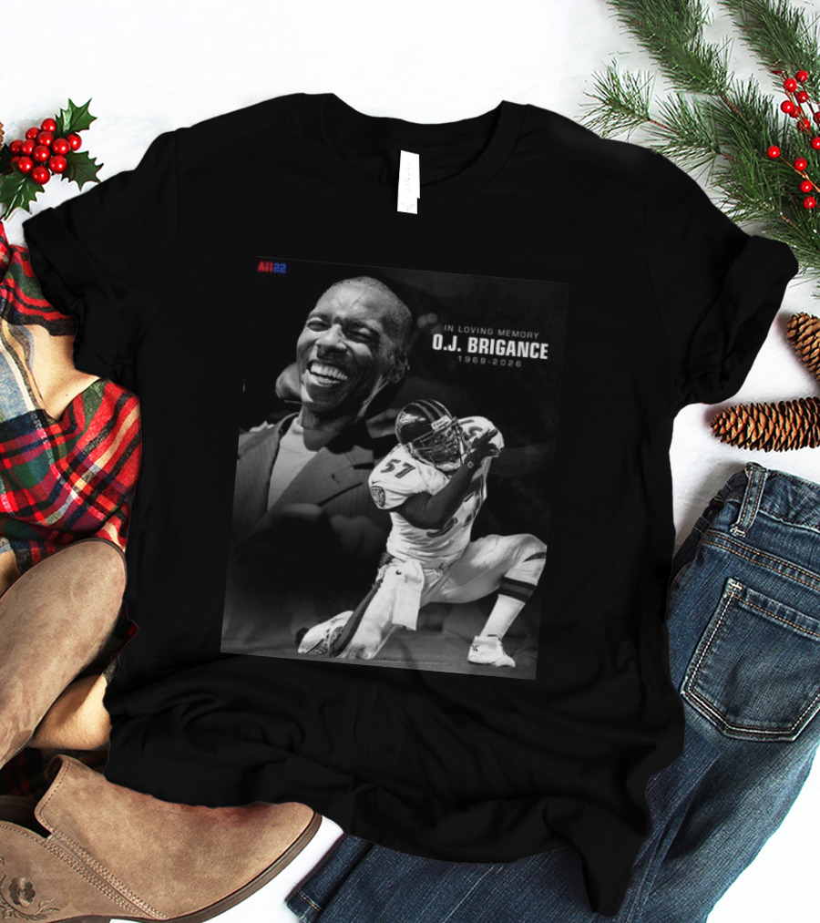 All22 O.J. Brigance In Loving Memory 1969 2026 Football Number 57 T-Shirt