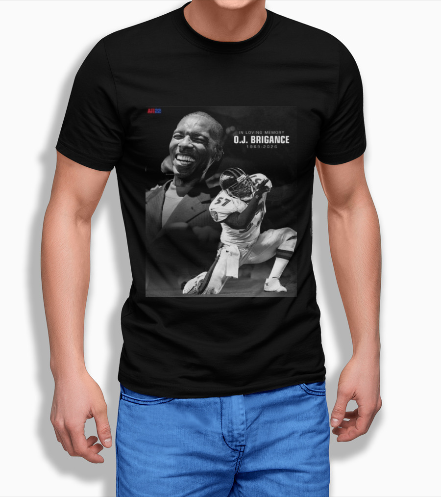 All22 O.J. Brigance In Loving Memory 1969 2026 Football Number 57 T-Shirt