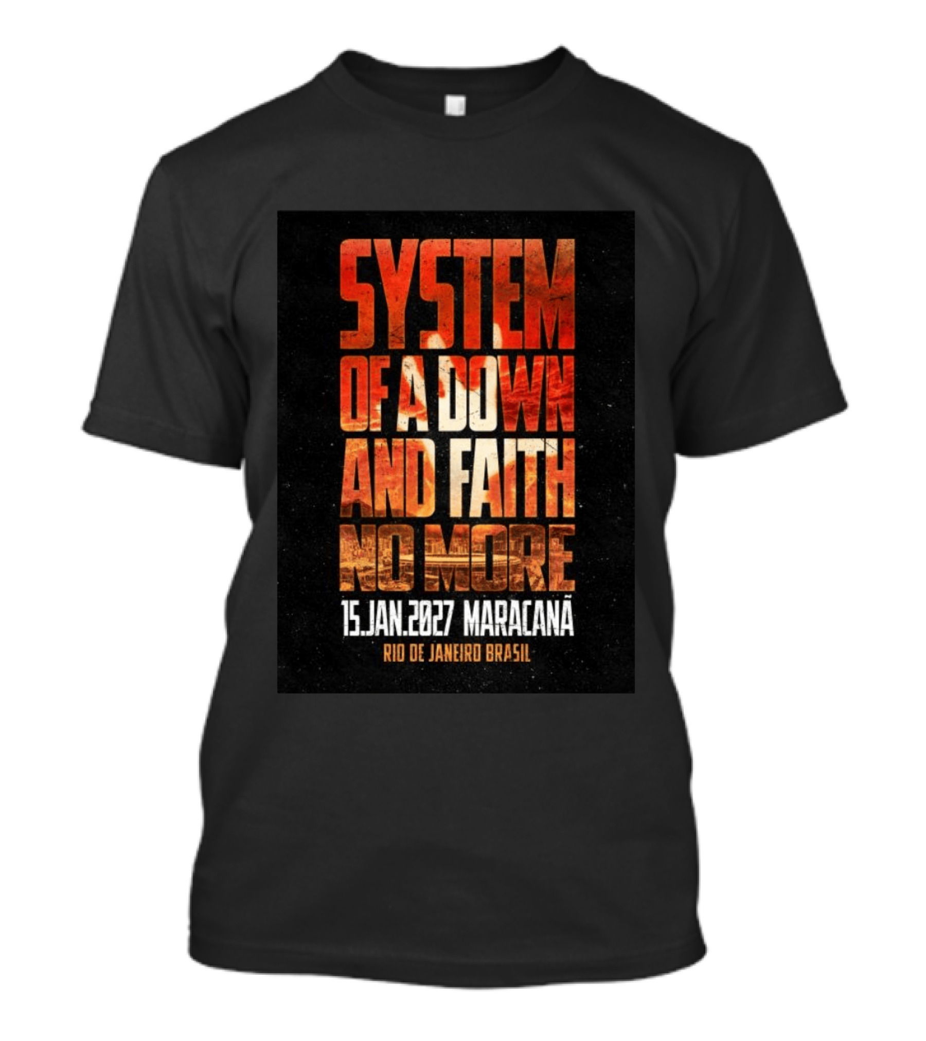 System Of A Down And Faith No More 15 Jan 2027 Maracanã Rio De Janeiro Brasil T-Shirt