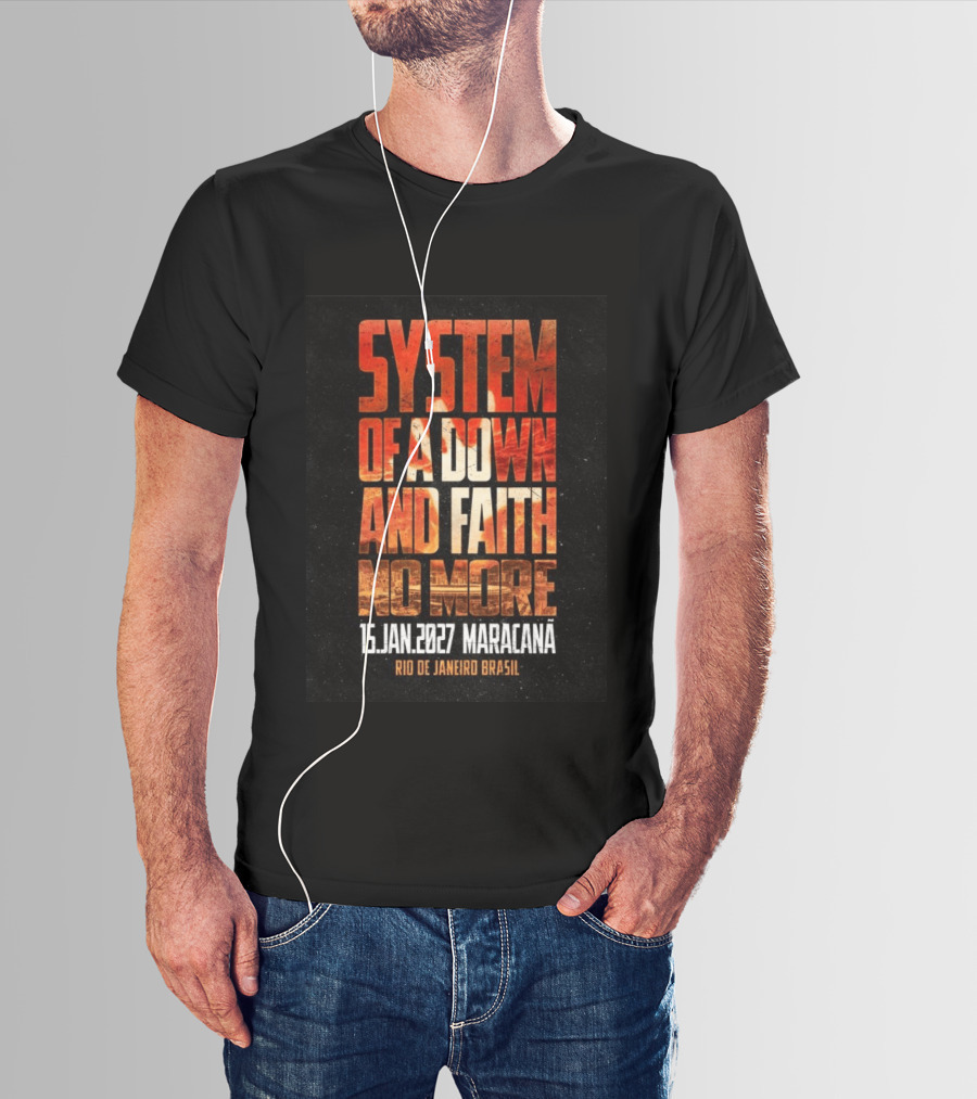 System Of A Down And Faith No More 15 Jan 2027 Maracanã Rio De Janeiro Brasil T-Shirt