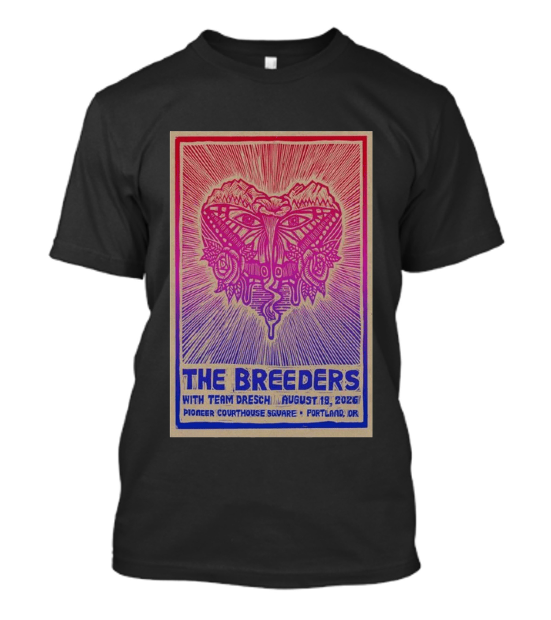 The Breeders With Team Dresch August 18 2026 Pioneer Courthouse Square Portland OR T-Shirt