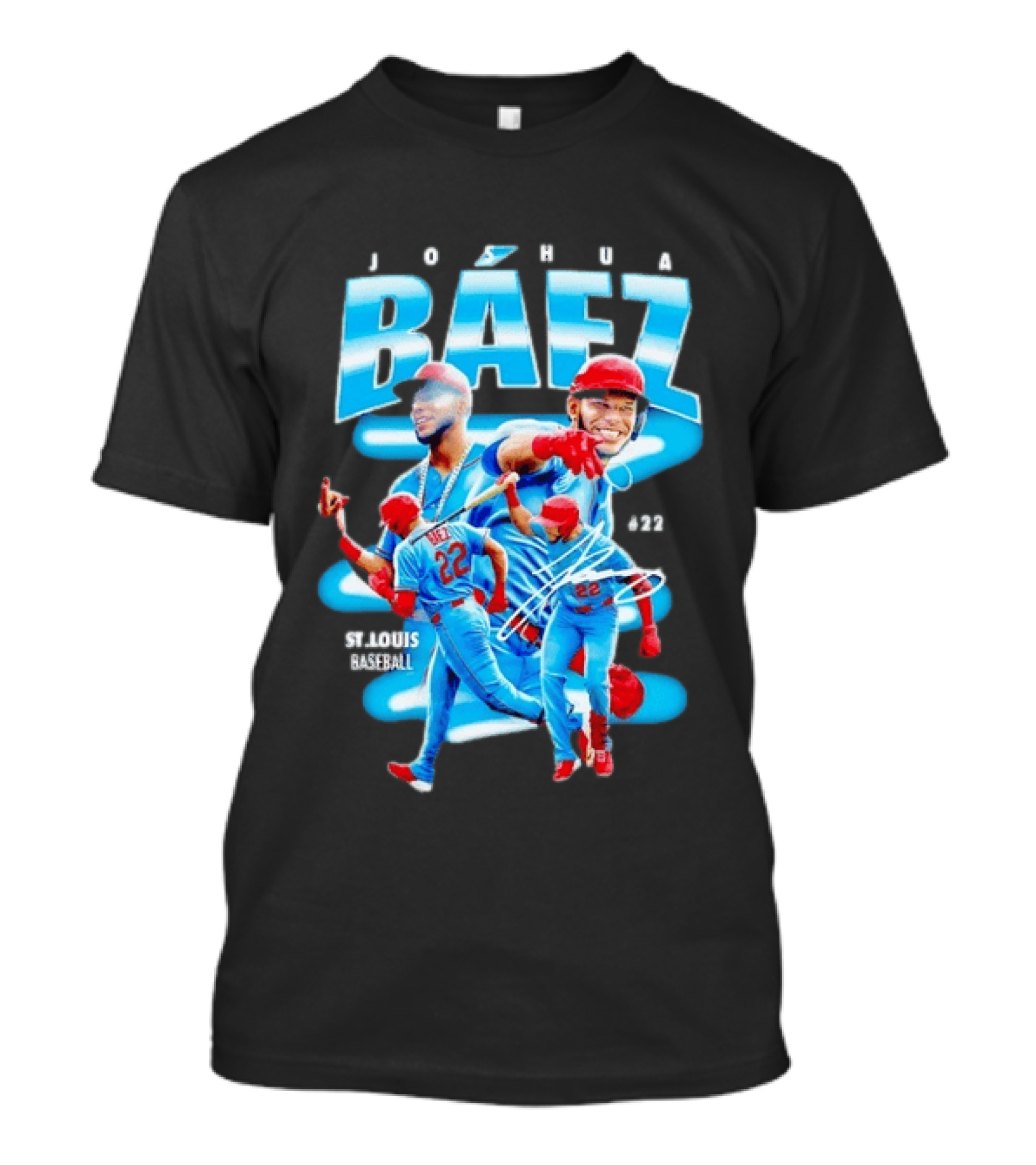 Joshua Baez St Louis Baseball No 22 Blue MLB Athletics T-Shirt