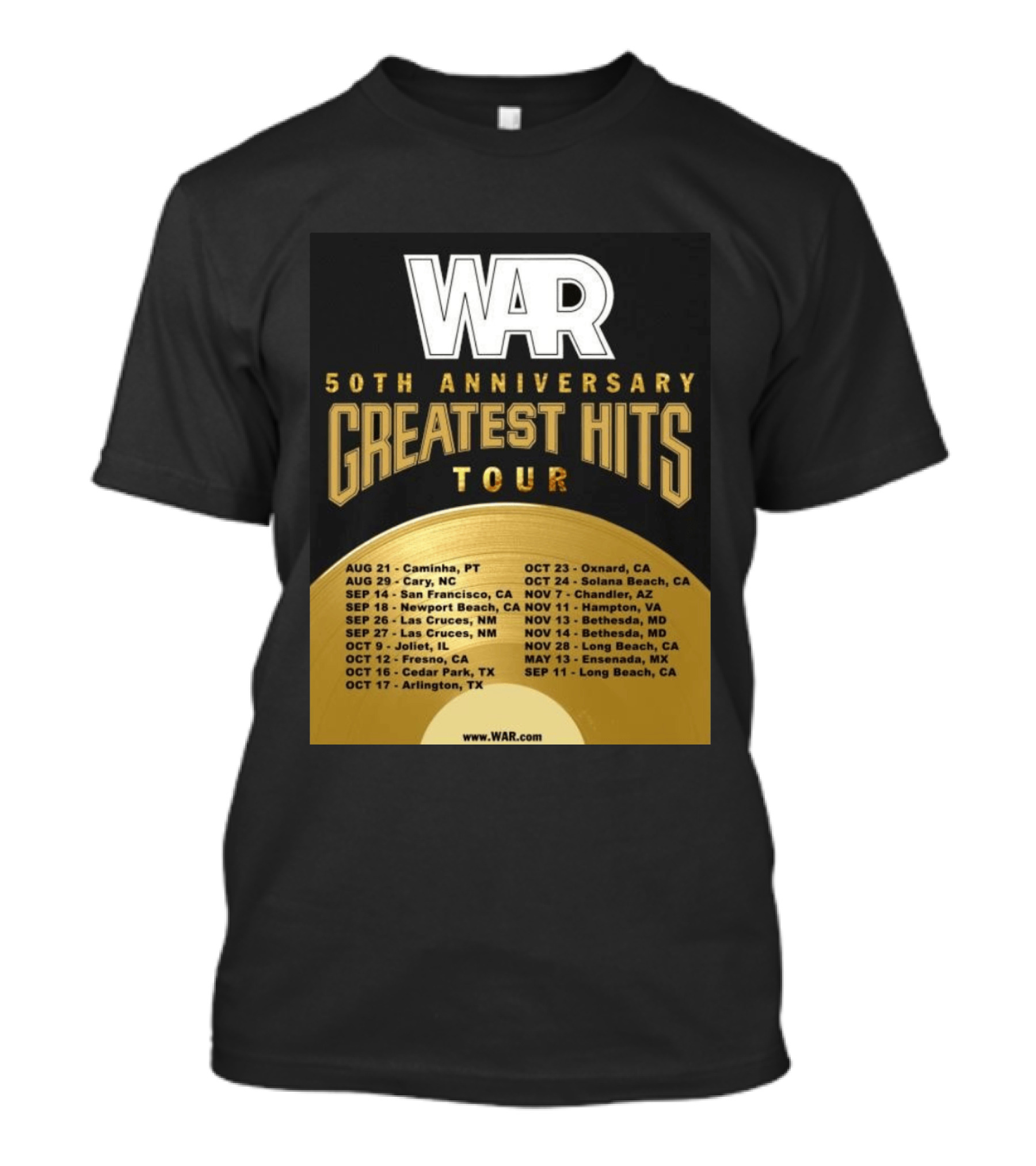 War 50th Anniversary Greatest Hits Tour Dates And Locations List T-Shirt