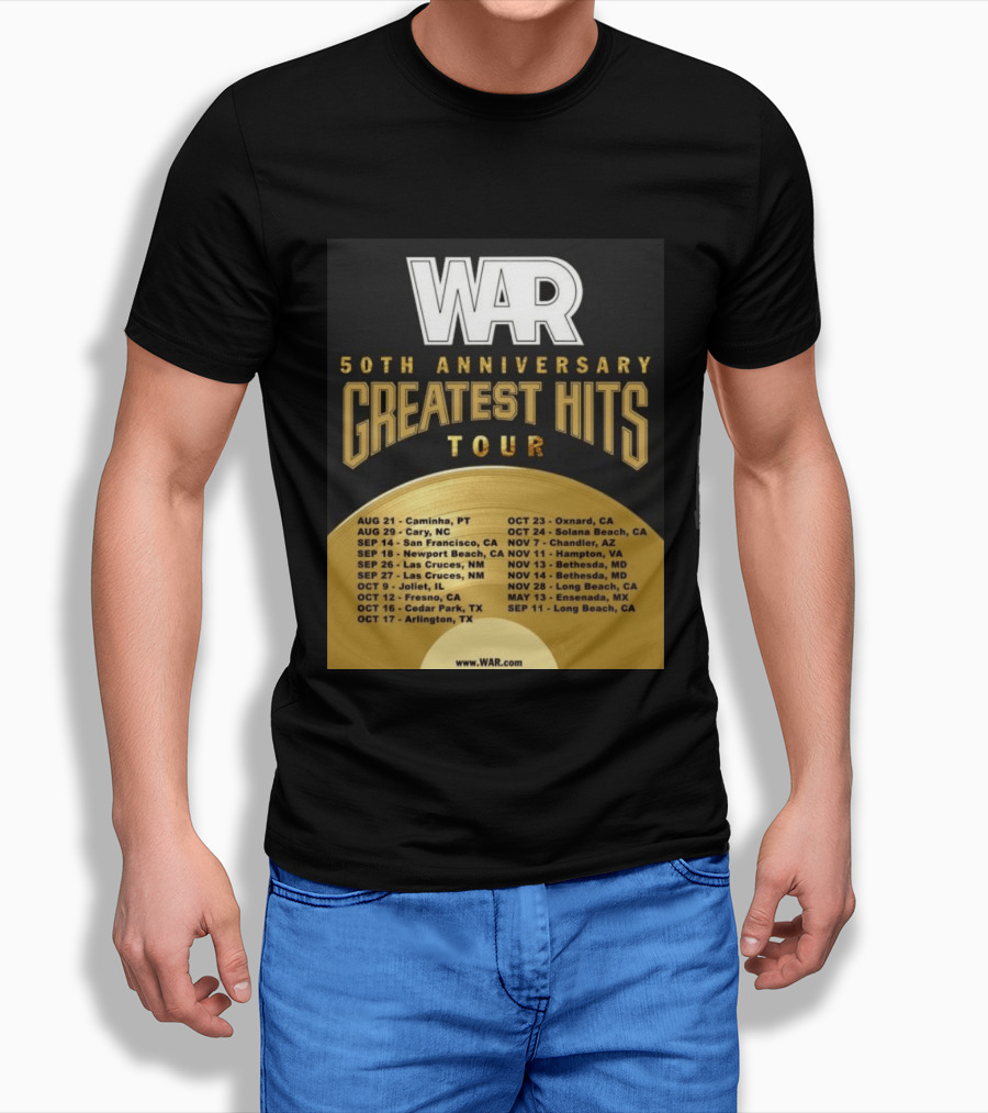War 50th Anniversary Greatest Hits Tour Dates And Locations List T-Shirt