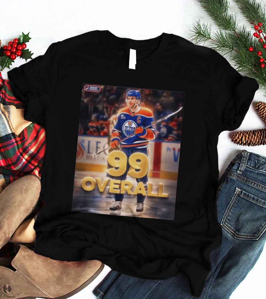 McDavid Oilers 99 Overall Daily Faceoff NHL Captain Hockey T-Shirt