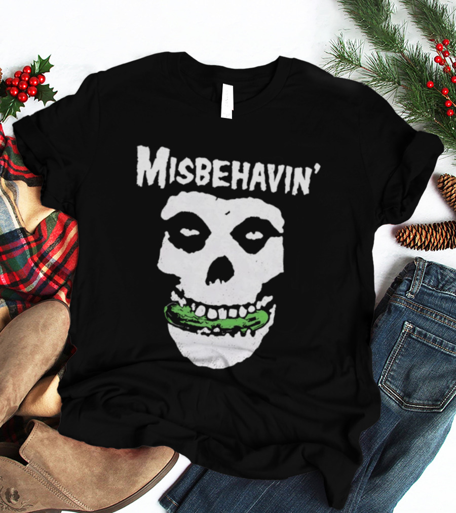 Misbehavin' Pickle Skull Misfits Punk Rock T-Shirt