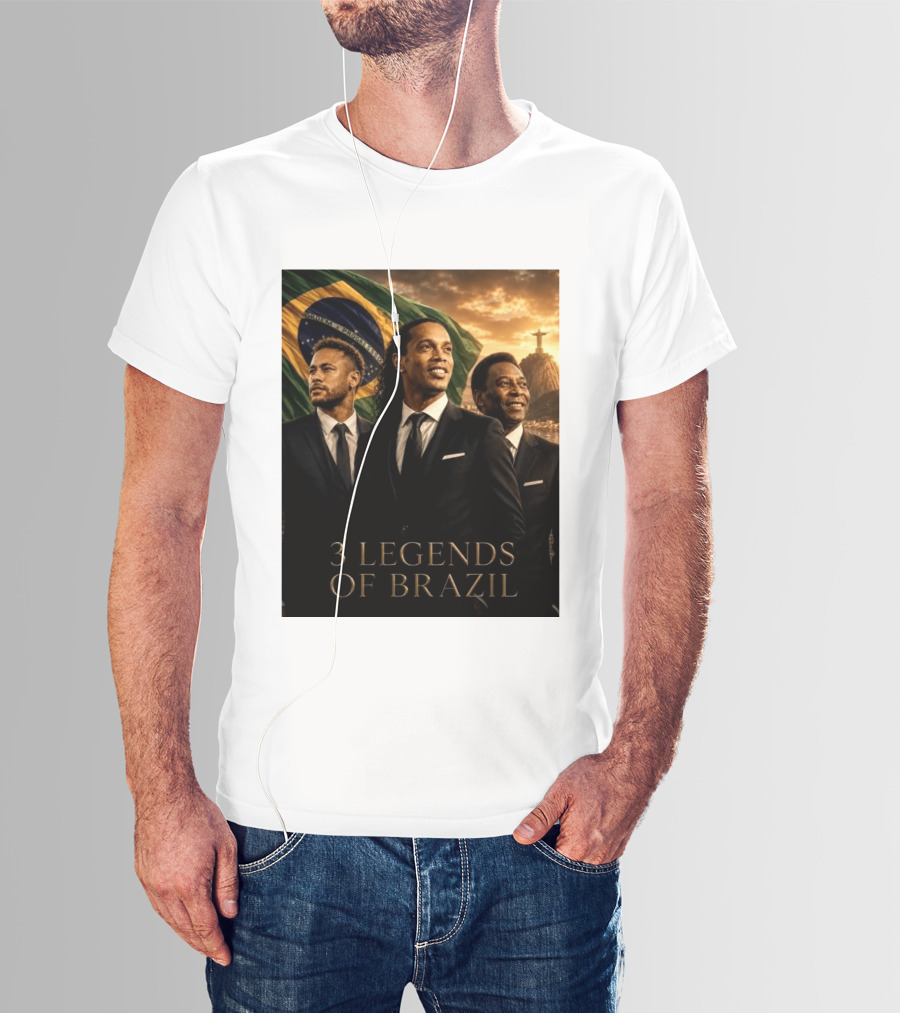 3 Legends Of Brazil Pelé Ronaldinho Neymar Brazilian Heritage T-Shirt