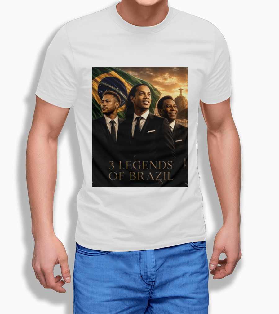 3 Legends Of Brazil Pelé Ronaldinho Neymar Brazilian Heritage T-Shirt