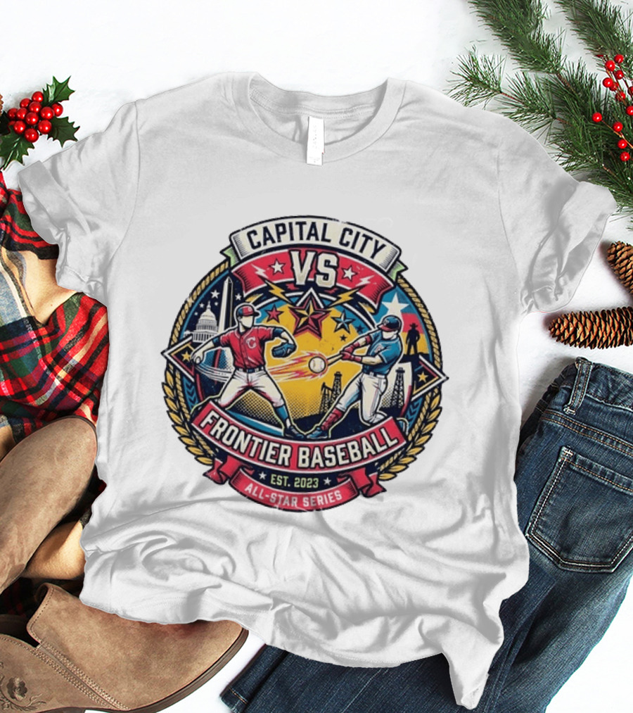 Capital City Vs Frontier Baseball All Star Series 2023 Vintage Emblem With Capitol And Frontier Iconography T-Shirt