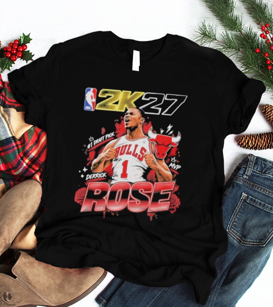 NBA 2K27 MVP Derrick Rose Bulls #1 Highlight T-Shirt