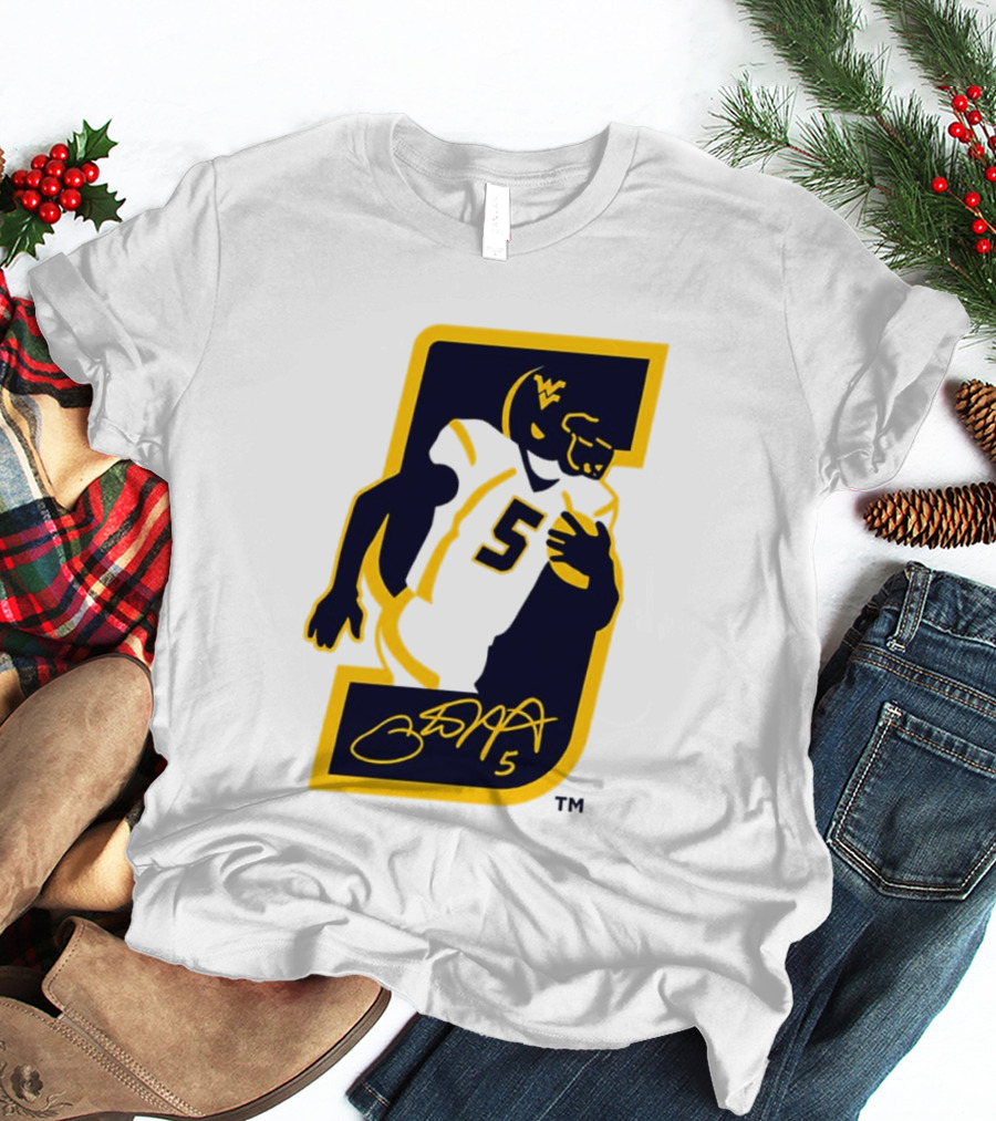 WVU Number 5 Pat White Signature Retirement T-Shirt