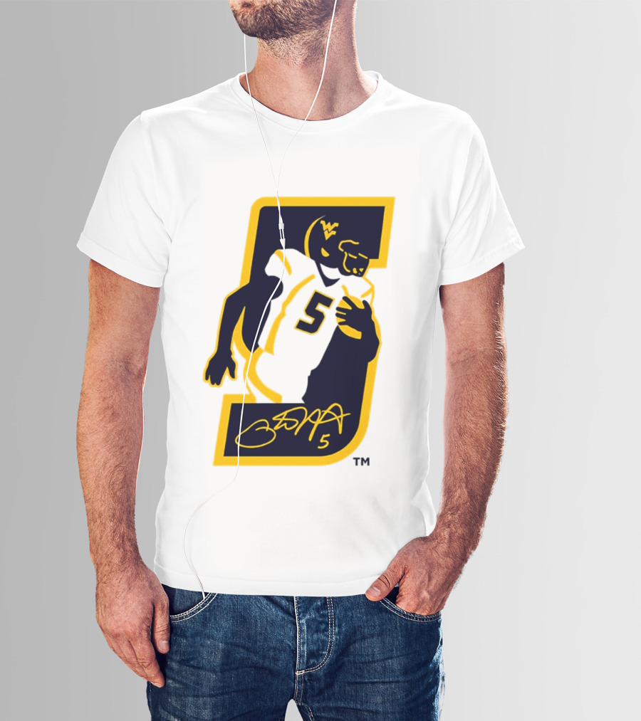 WVU Number 5 Pat White Signature Retirement T-Shirt