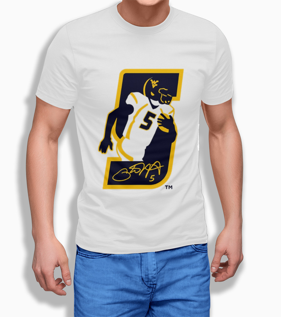 WVU Number 5 Pat White Signature Retirement T-Shirt