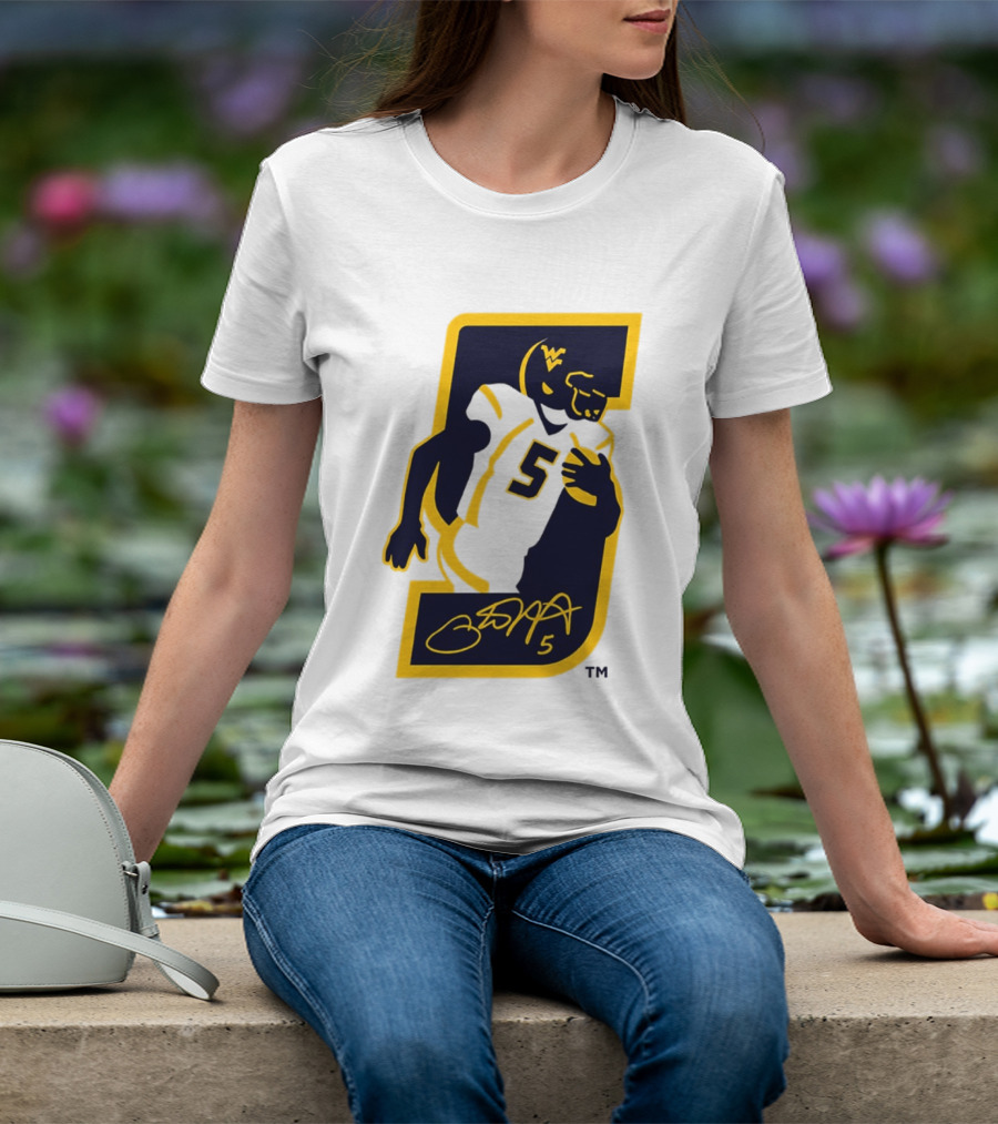 WVU Number 5 Pat White Signature Retirement T-Shirt