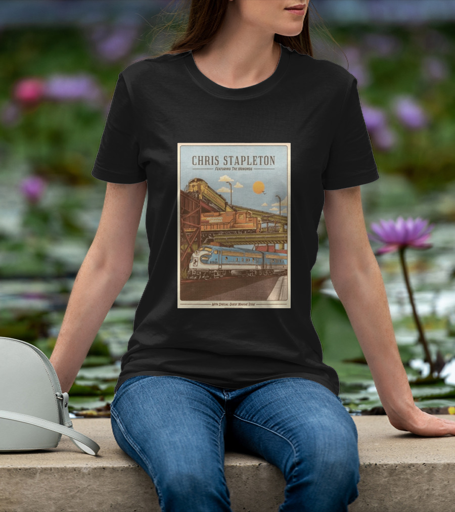 Chris Stapleton Featuring The Honchos Special Guest Maggie Rose Aug 19 2026 Allianz Amphitheater Riverfront Richmond Virginia Vintage Trains Scene T-Shirt