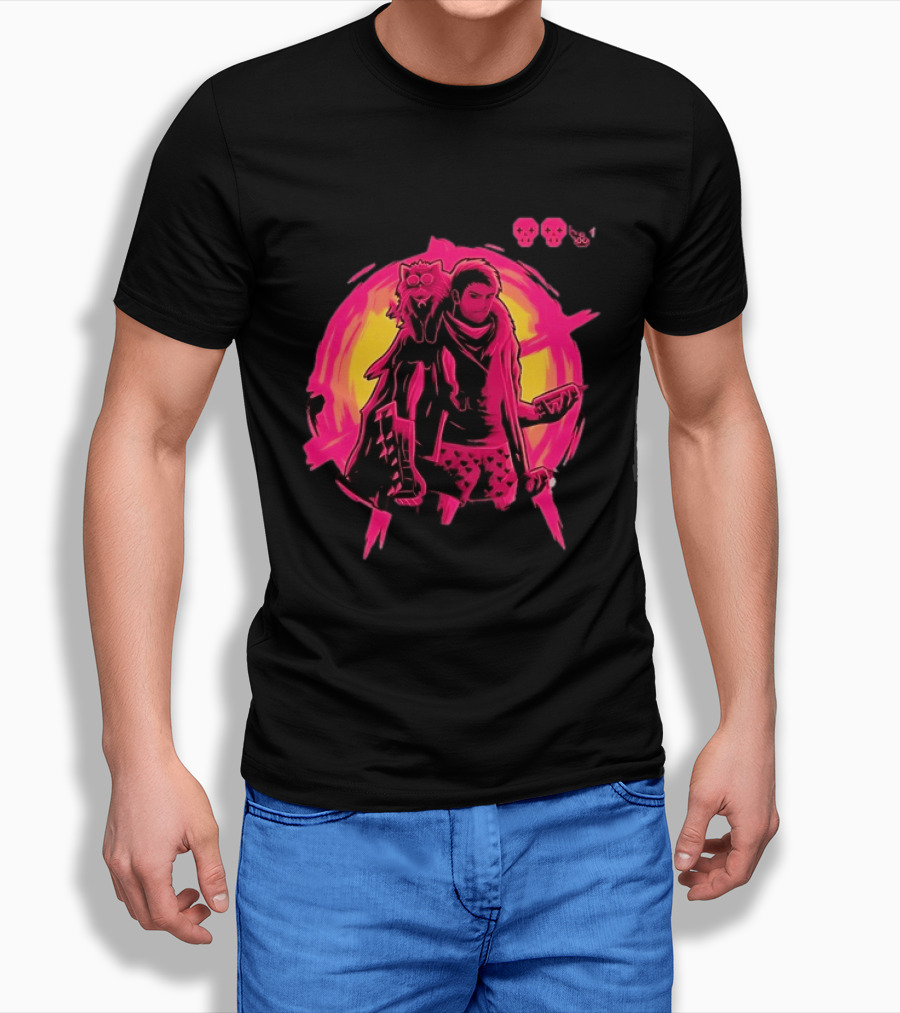 Post Apocalyptic Survivor Cat Companion Heart Boxers Pink Skull T-Shirt