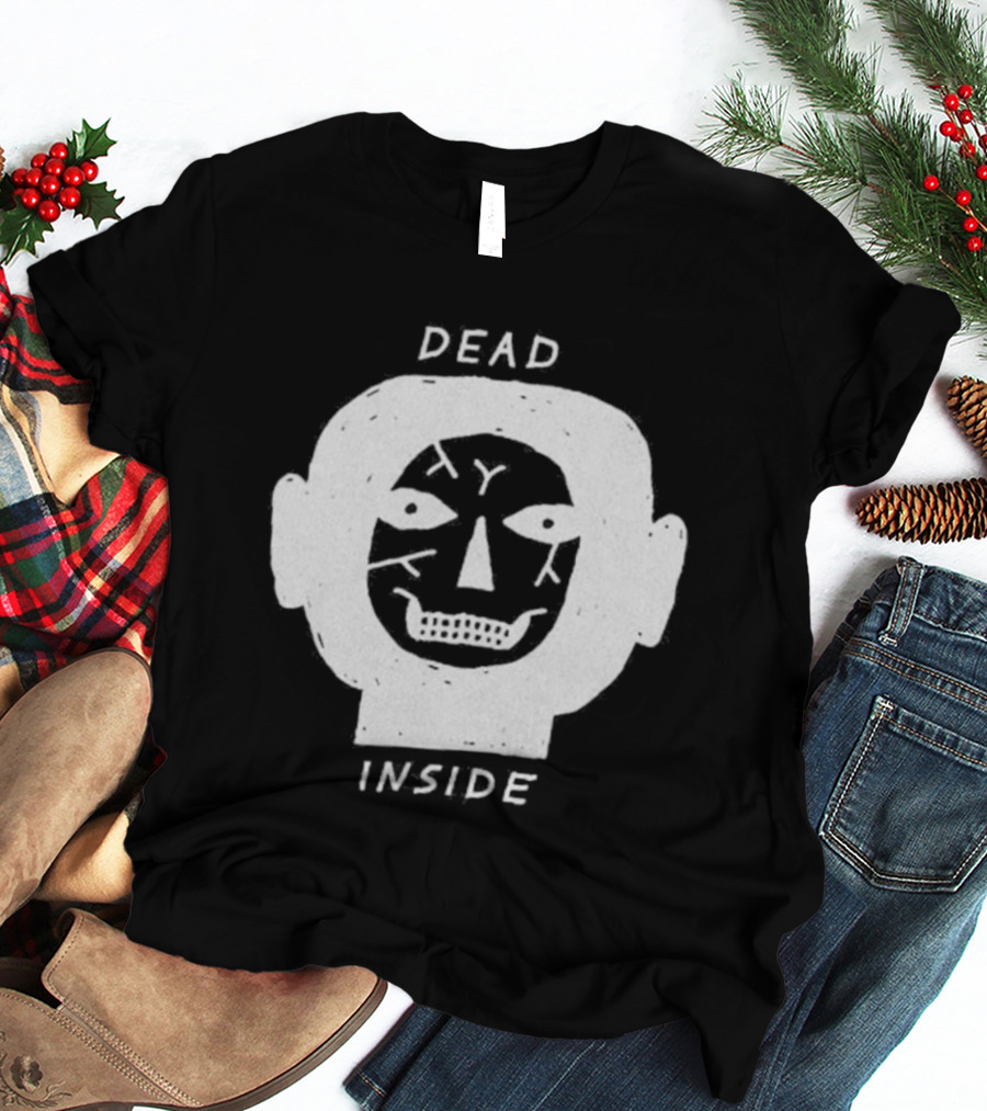 Dead Inside Skull Face Gothic Dark Minimalist T-Shirt