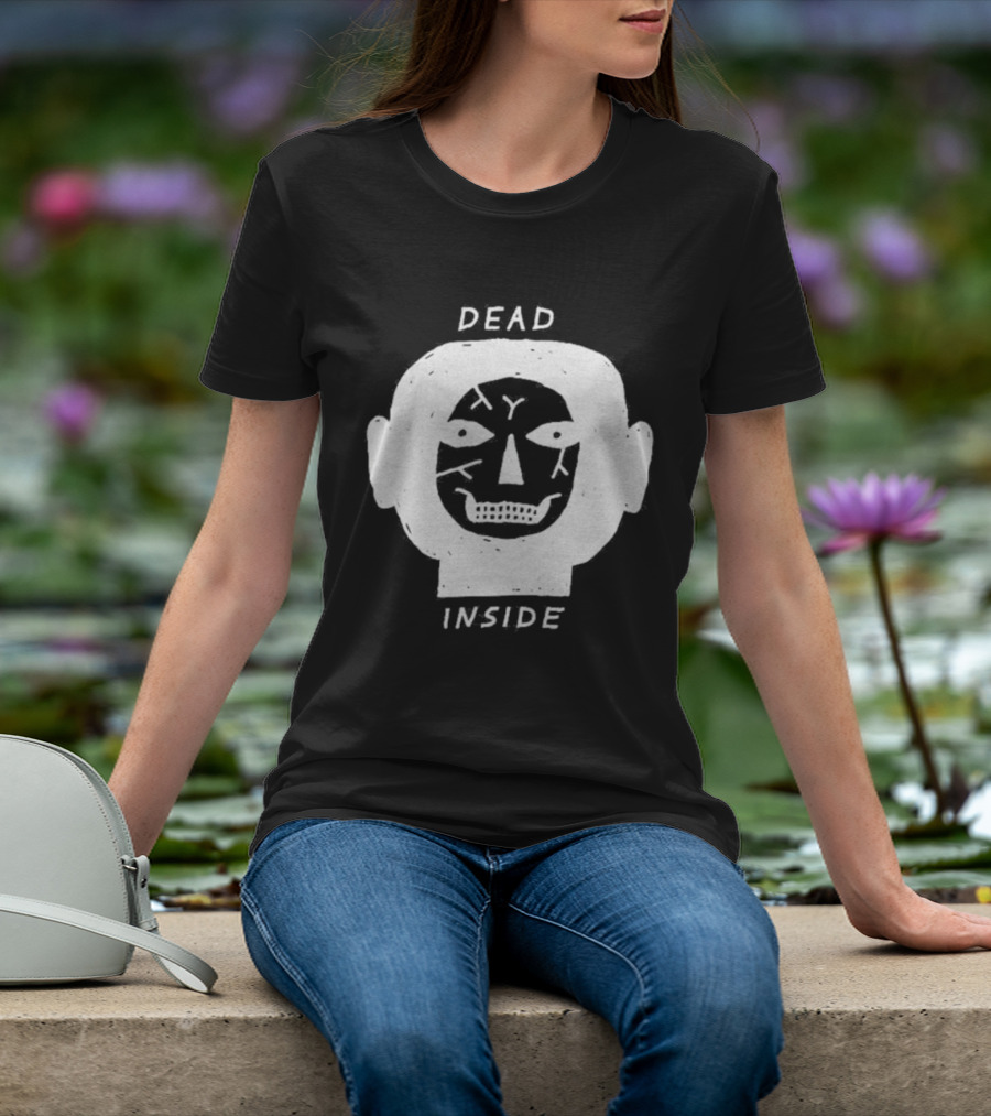 Dead Inside Skull Face Gothic Dark Minimalist T-Shirt
