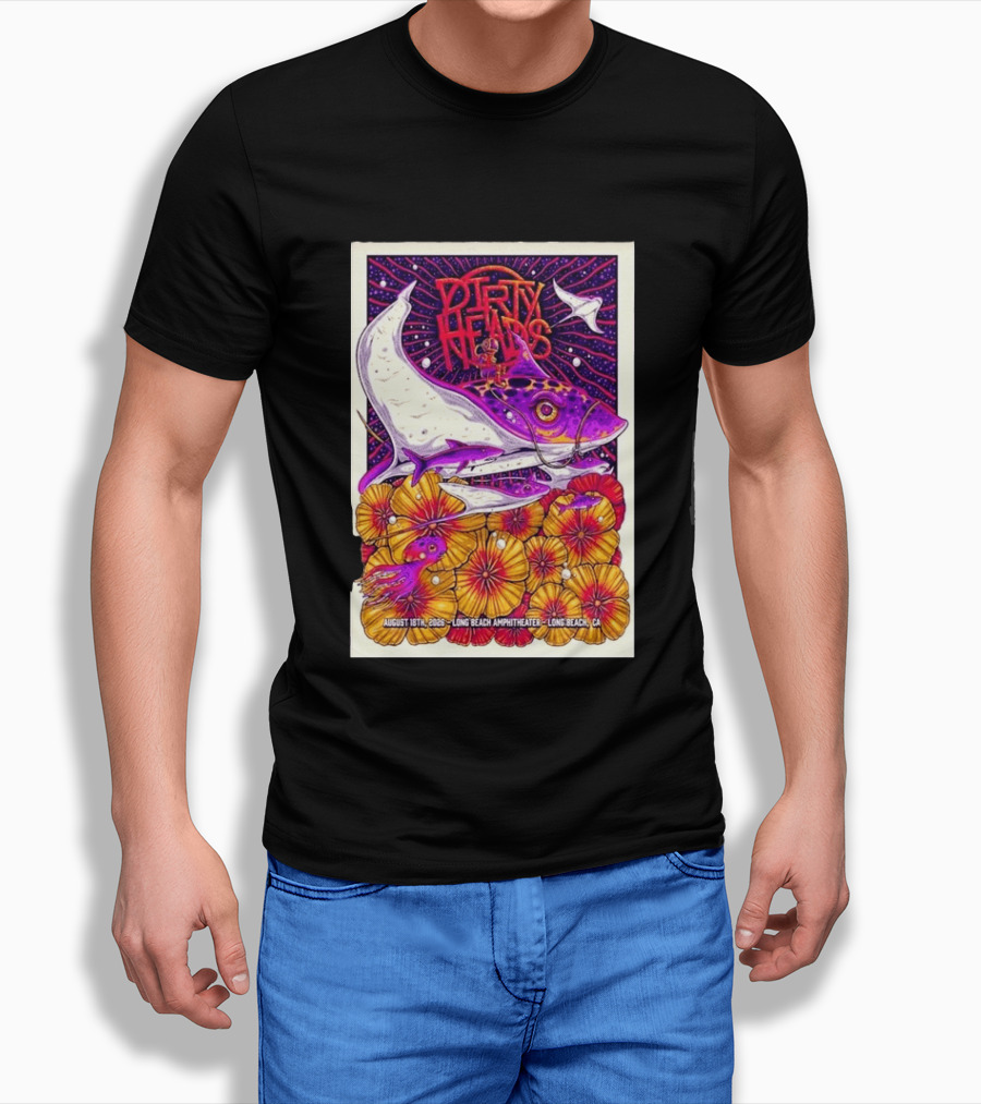 Dirty Heads Long Beach Amphitheater August 18 2026 Vibrant Stingray And Flowers T-Shirt