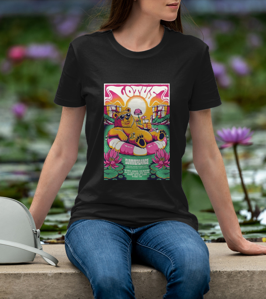 Lotus Summerdance 2026 Garrettsville OH Nelson Ledges Quarry Park Sep 4 6 With Bear Floating On Pool Relaxed Vibes T-Shirt