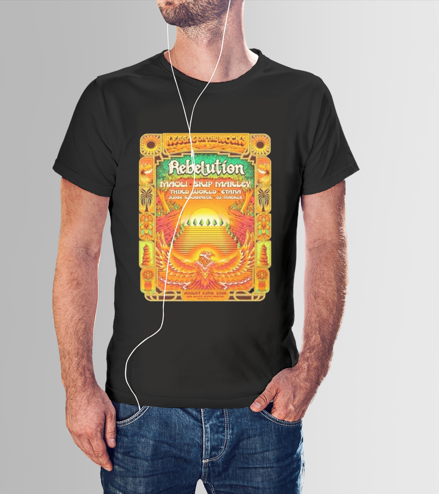 Rebelution Reggae On The Rocks 2026 Maoli Skip Marley Third World Etana August 22nd T-Shirt