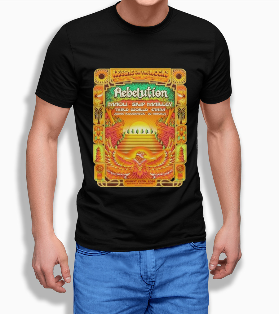 Rebelution Reggae On The Rocks 2026 Maoli Skip Marley Third World Etana August 22nd T-Shirt