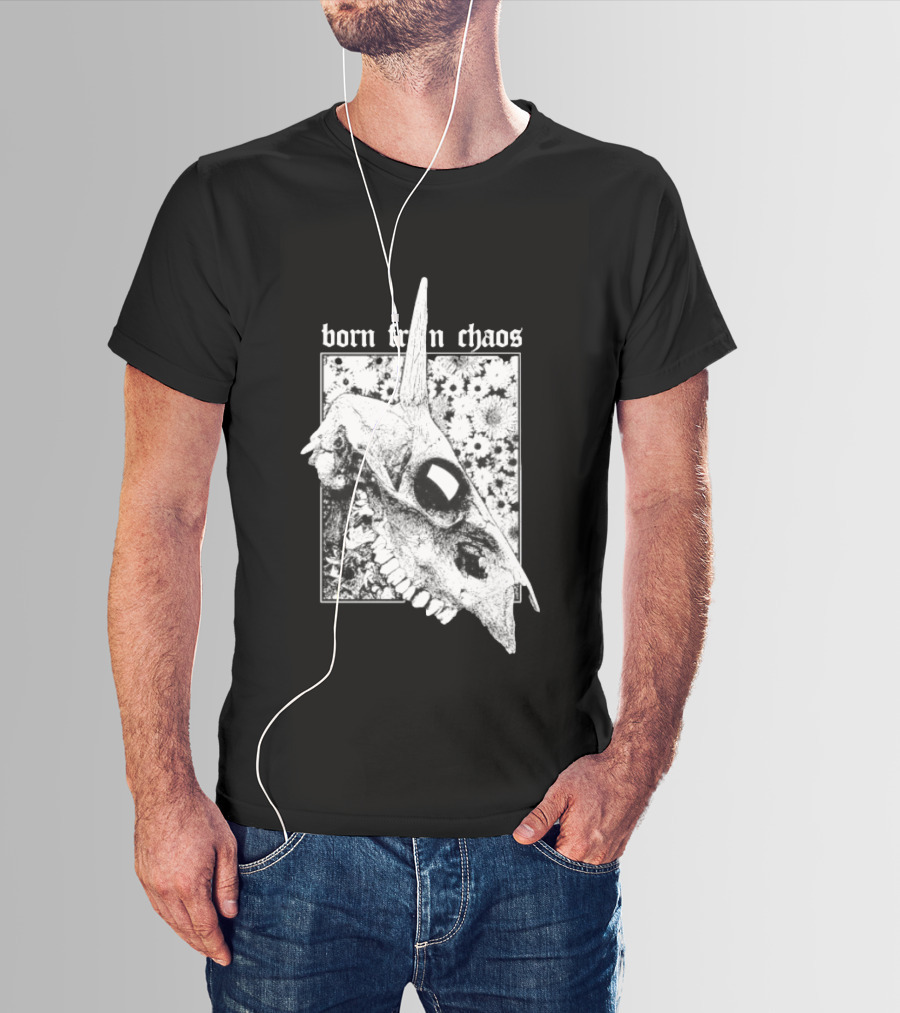 Born From Chaos Animal Skull Floral Gothic Aesthetic T-Shirt