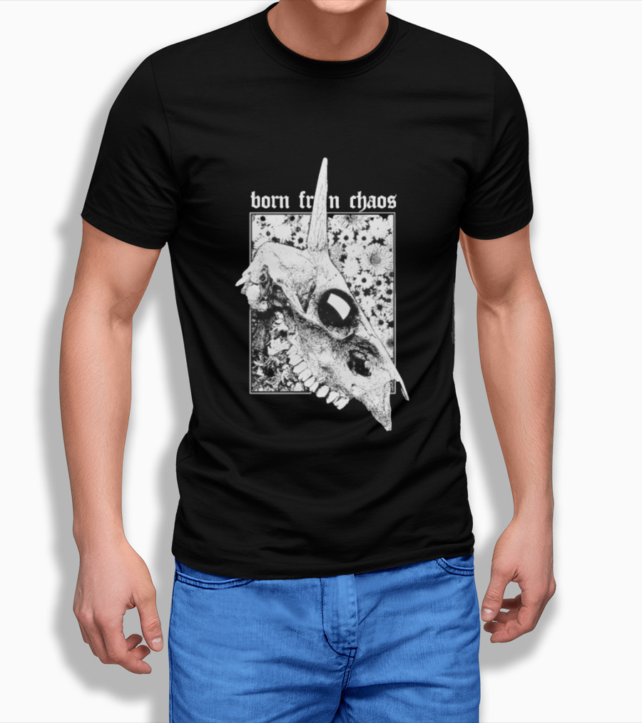 Born From Chaos Animal Skull Floral Gothic Aesthetic T-Shirt