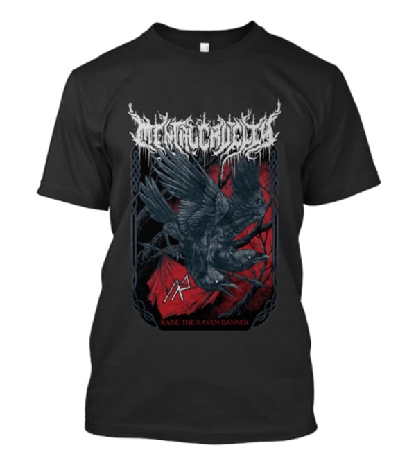 Indiemerchstore Mental Cruelty Raise The Raven Banner Norse Imagery Ravens T-Shirt