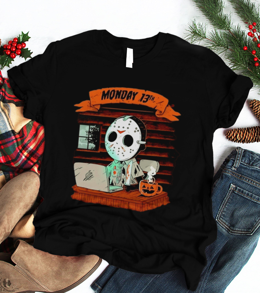 Jason Voorhees Monday 13th Office Work Halloween Horror Movie T-Shirt