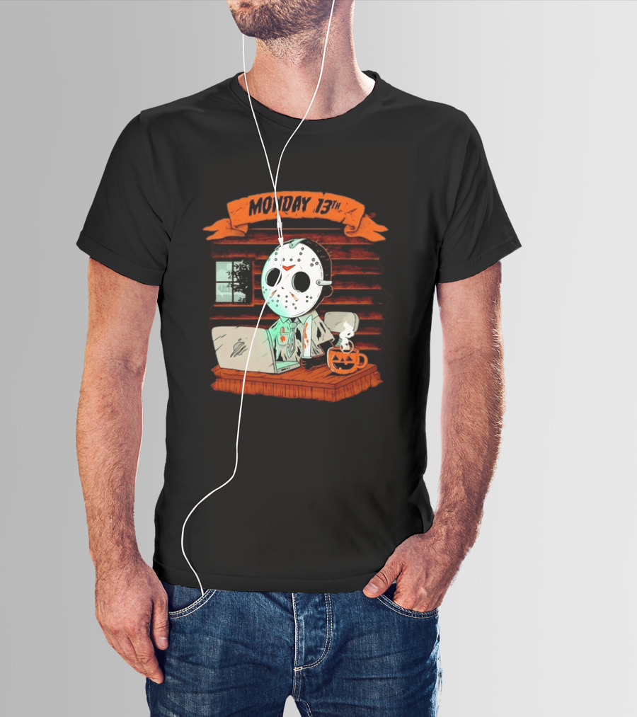 Jason Voorhees Monday 13th Office Work Halloween Horror Movie T-Shirt