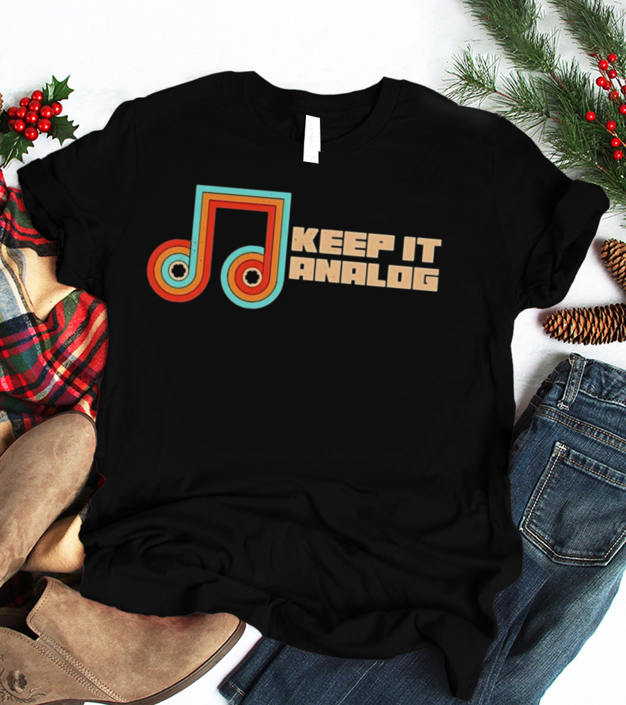 Keep It Analog Retro Cassette Tape Vibes Vintage Music Note T-Shirt