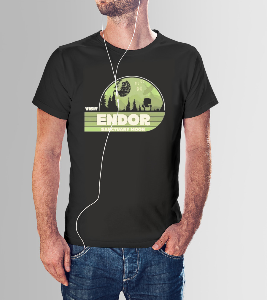 Visit Endor Sanctuary Moon Star Wars Retro Sci Fi Scene T-Shirt