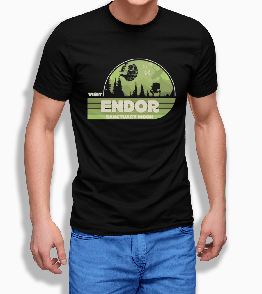 Visit Endor Sanctuary Moon Star Wars Retro Sci Fi Scene T-Shirt