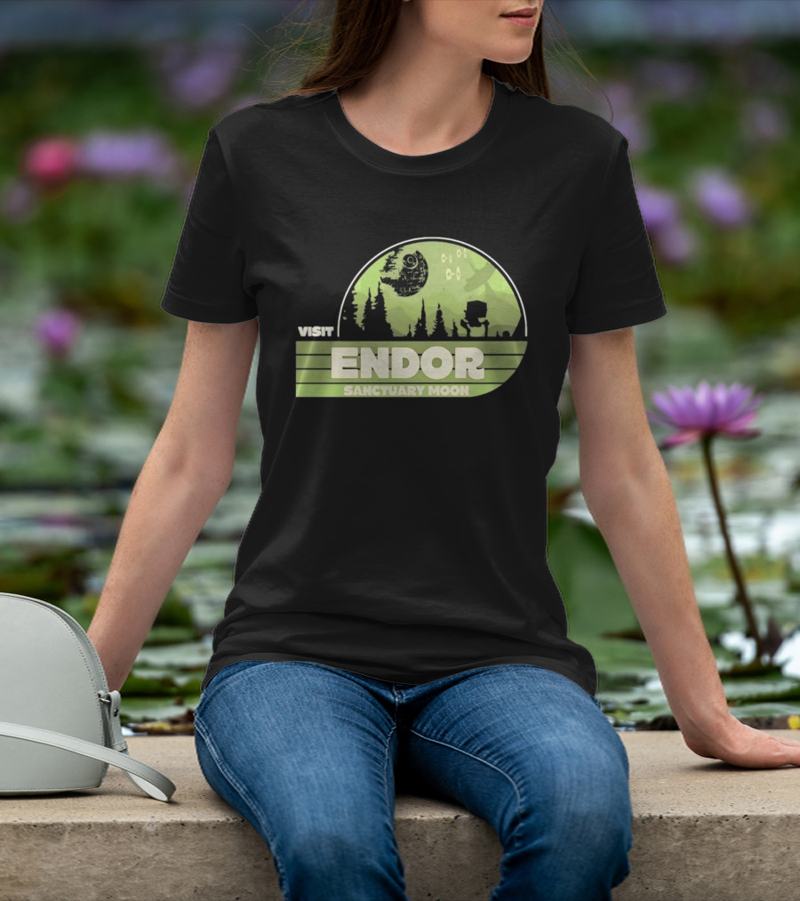 Visit Endor Sanctuary Moon Star Wars Retro Sci Fi Scene T-Shirt