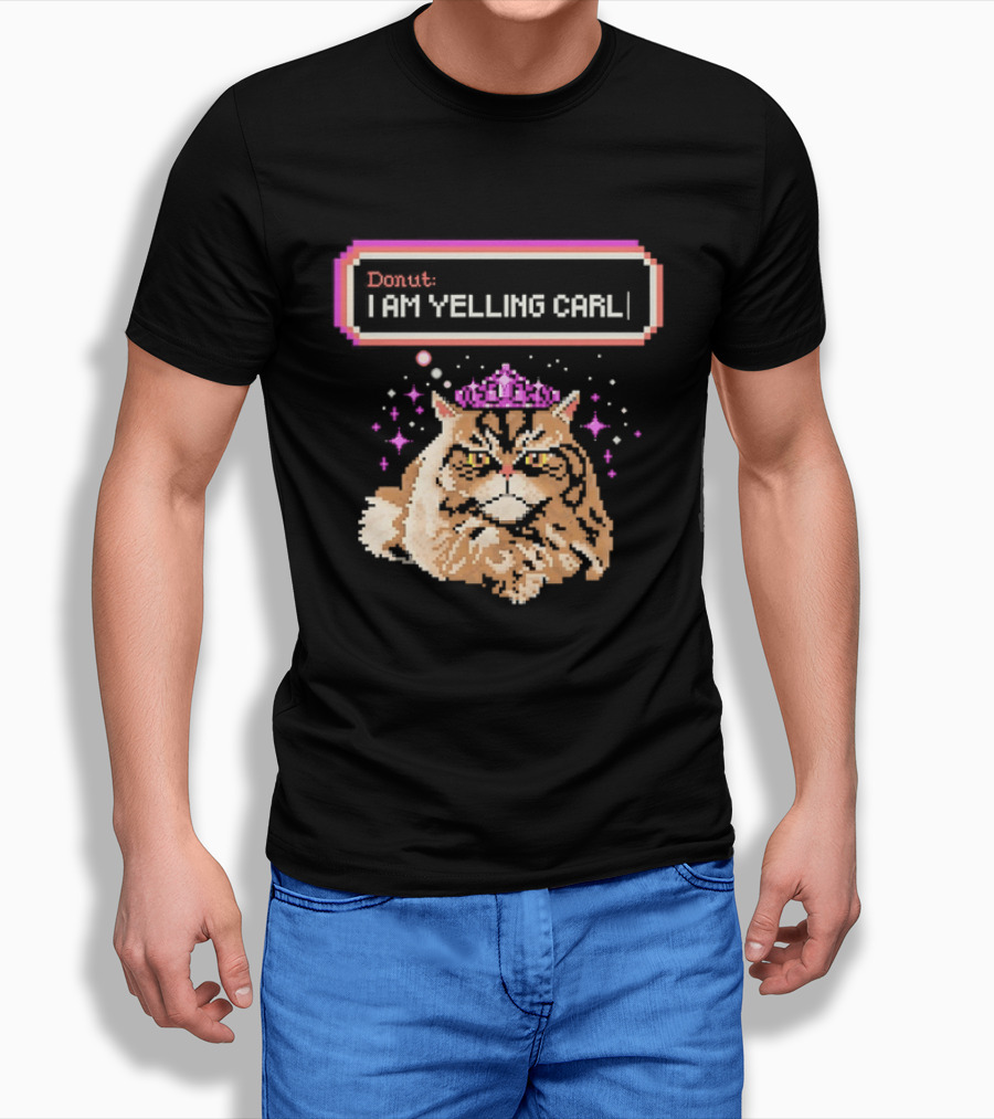 Donut The Cat I Am Yelling Carl Pixel Art Meme T-Shirt