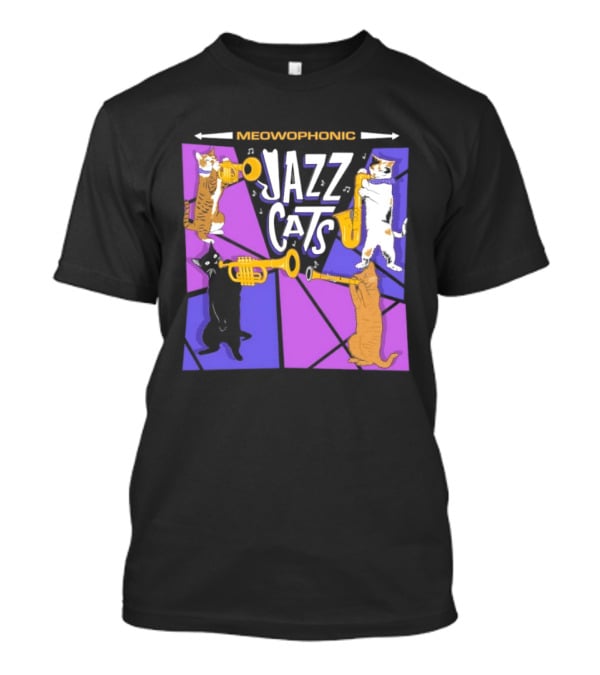 Meowophonic Jazz Cats Playing Trumpets And Saxophones T-Shirt