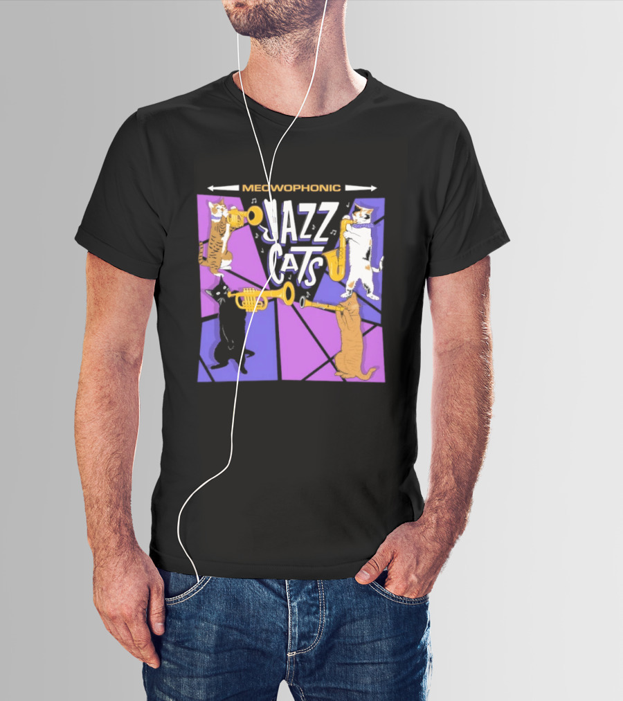 Meowophonic Jazz Cats Playing Trumpets And Saxophones T-Shirt