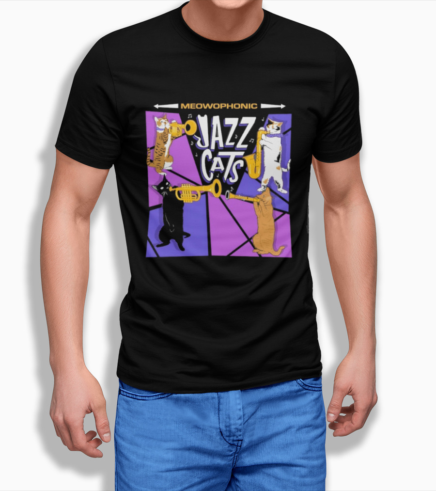 Meowophonic Jazz Cats Playing Trumpets And Saxophones T-Shirt