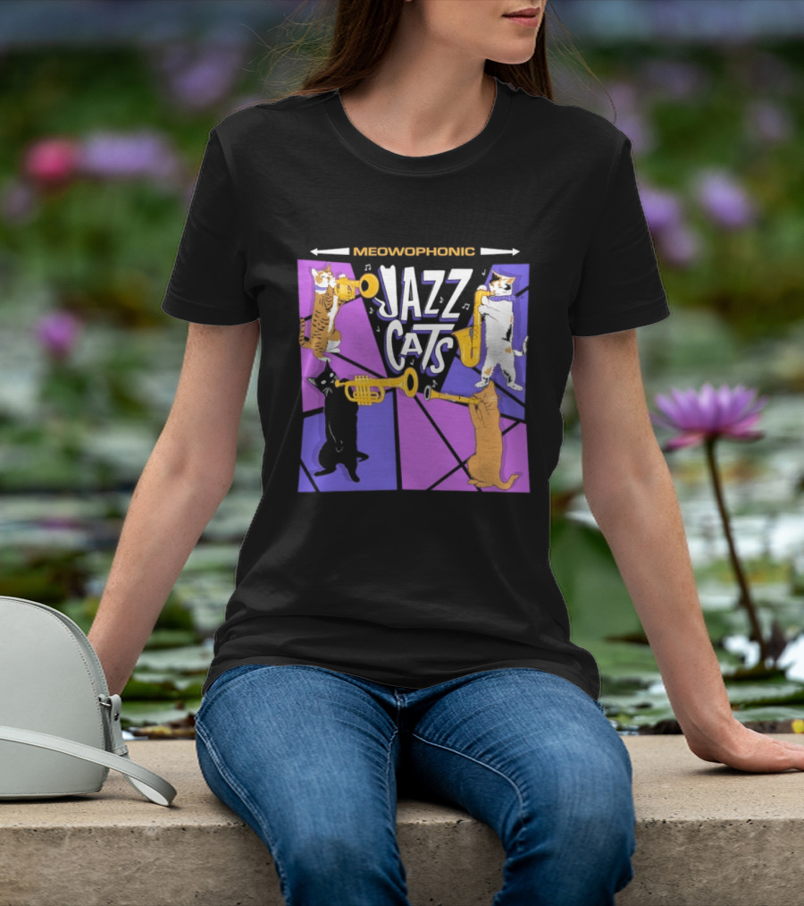 Meowophonic Jazz Cats Playing Trumpets And Saxophones T-Shirt