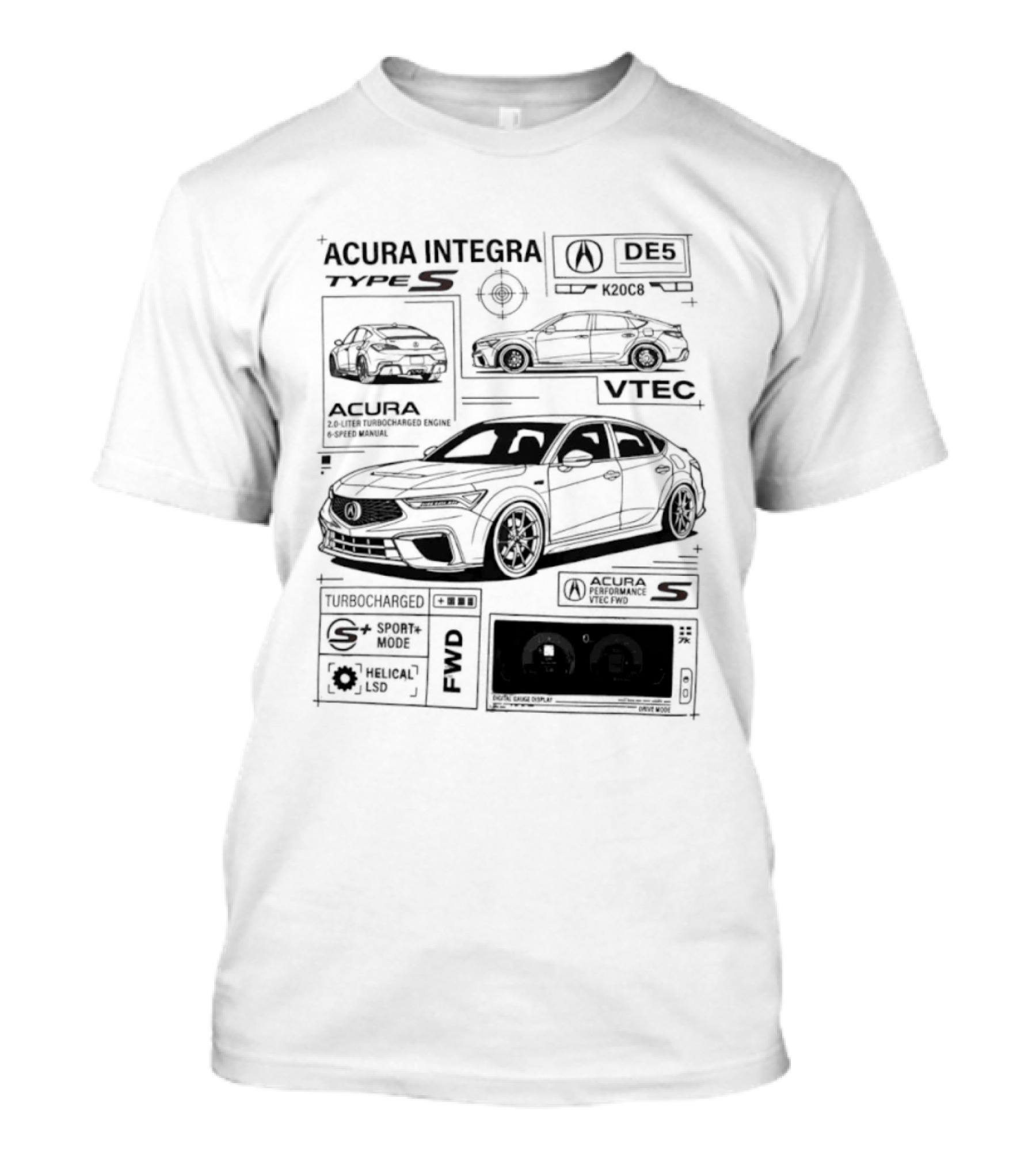 Acura Integra Type S Technical Blueprint T-Shirt