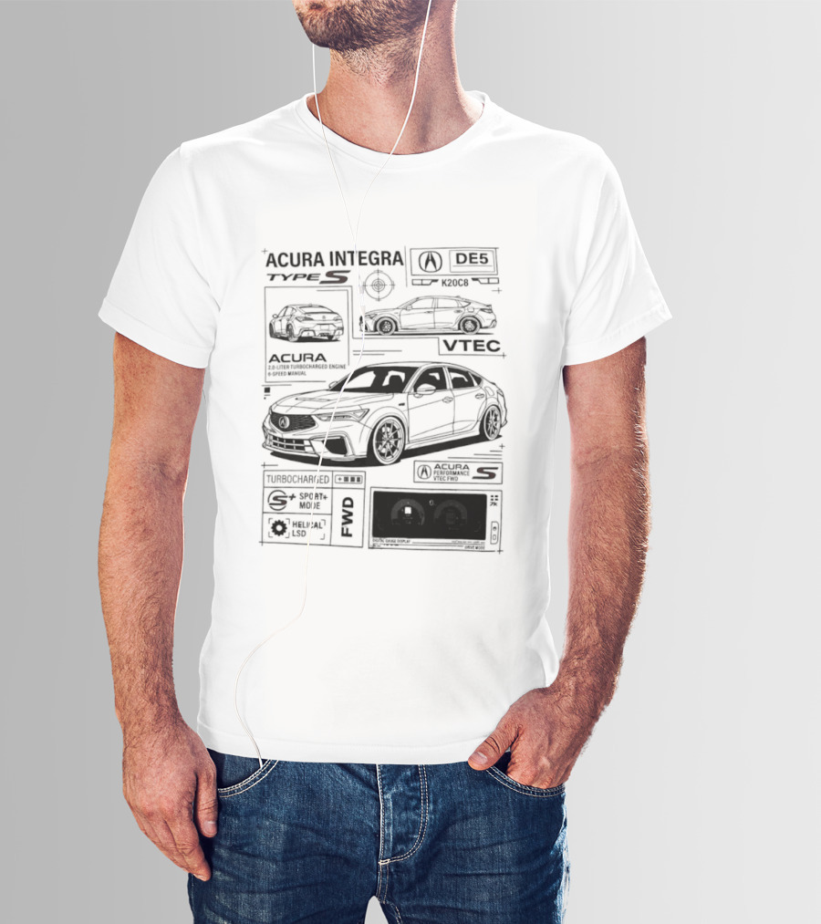 Acura Integra Type S Technical Blueprint T-Shirt
