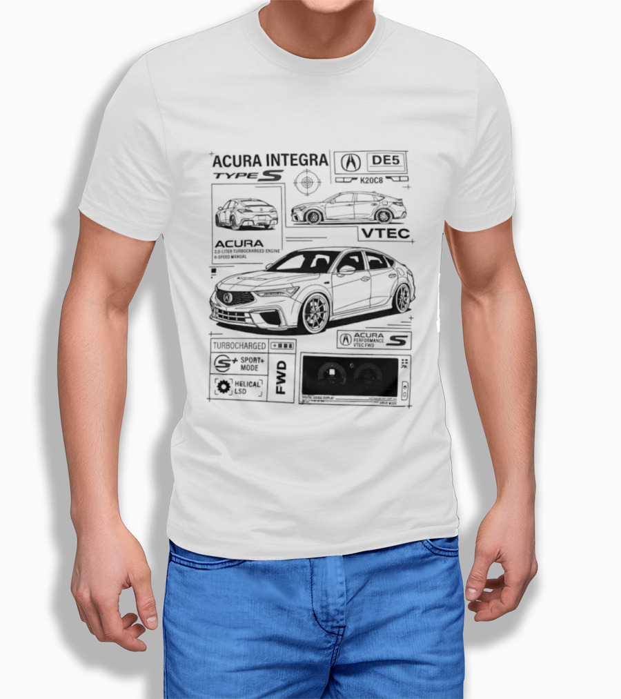 Acura Integra Type S Technical Blueprint T-Shirt